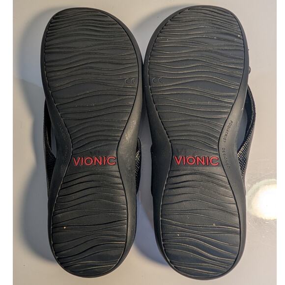 VIONIC Bella Toe Post Flip Flop Sandals with Bow Black Lizard Reptile Women's 7‎ - Picture 10 of 15